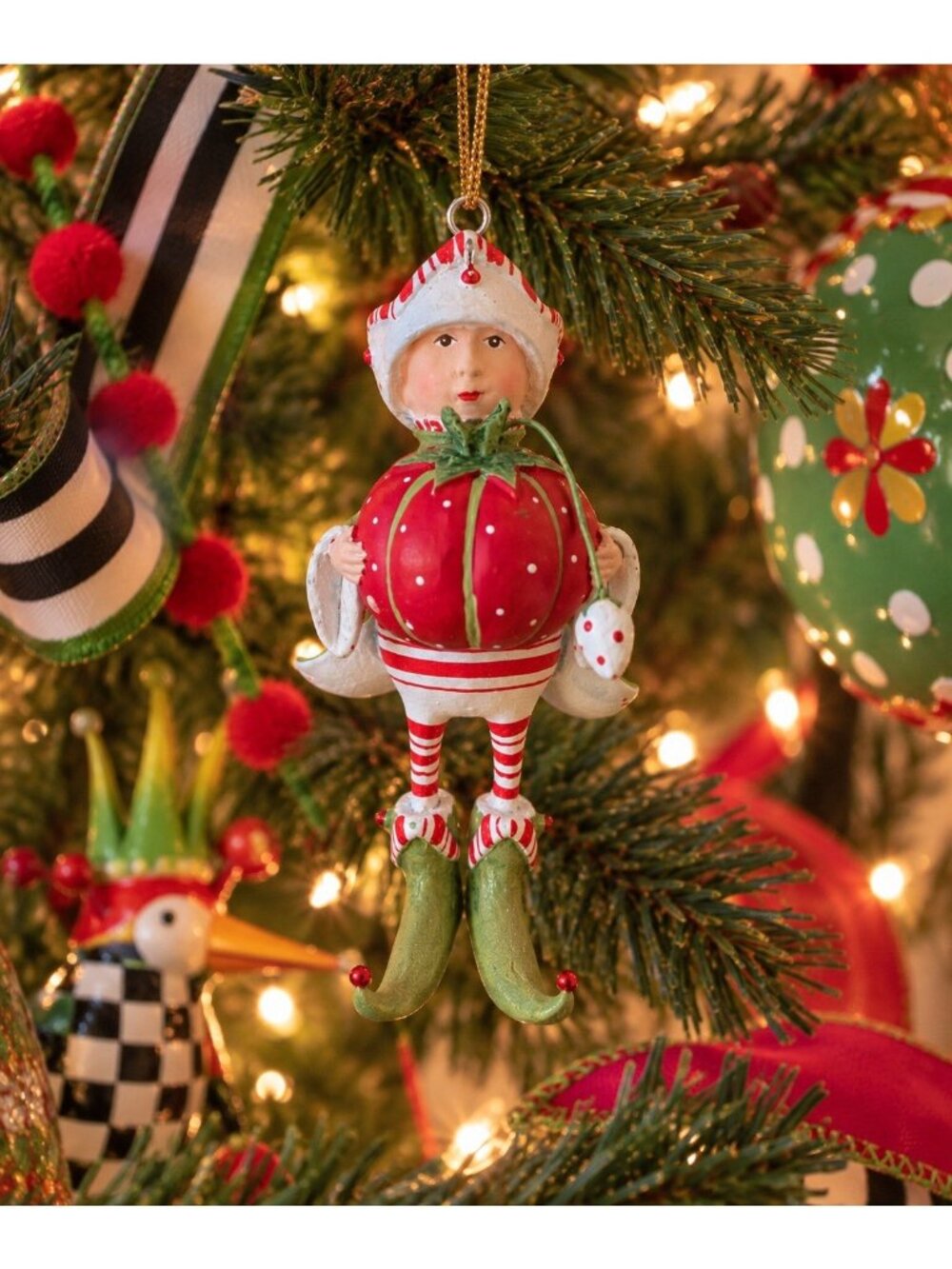 Patience Brewster by MacKenzie Childs Dash Away Prancer Elf Christmas Ornament